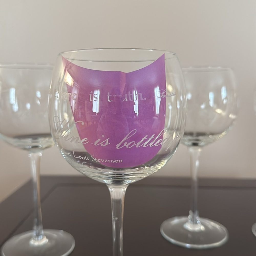 Pottery Barn Wine Quote Red Wine Glasses - Picture 7 of 9